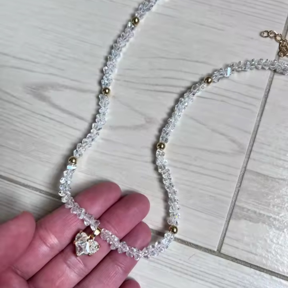 Silver Heart Crystal Necklace - Picture 3 of 7